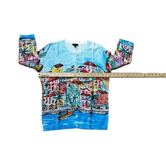 NWT - Talbots Mediterranean Scene Cardigan 🌊 M Petite - Picture 7 of 9